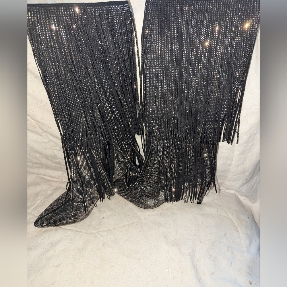 INC fringe bling boots